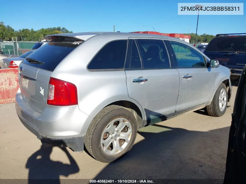 2011 Ford Edge Sel VIN: 2FMDK4JC3BBB58311 Lot: 40562481