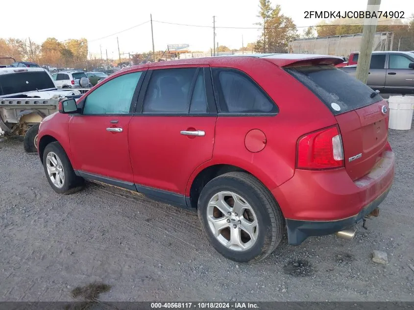 2011 Ford Edge Sel VIN: 2FMDK4JC0BBA74902 Lot: 40568117