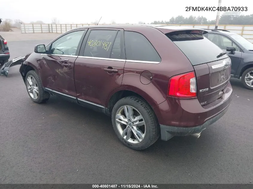 2011 Ford Edge Limited VIN: 2FMDK4KC4BBA70933 Lot: 40801487