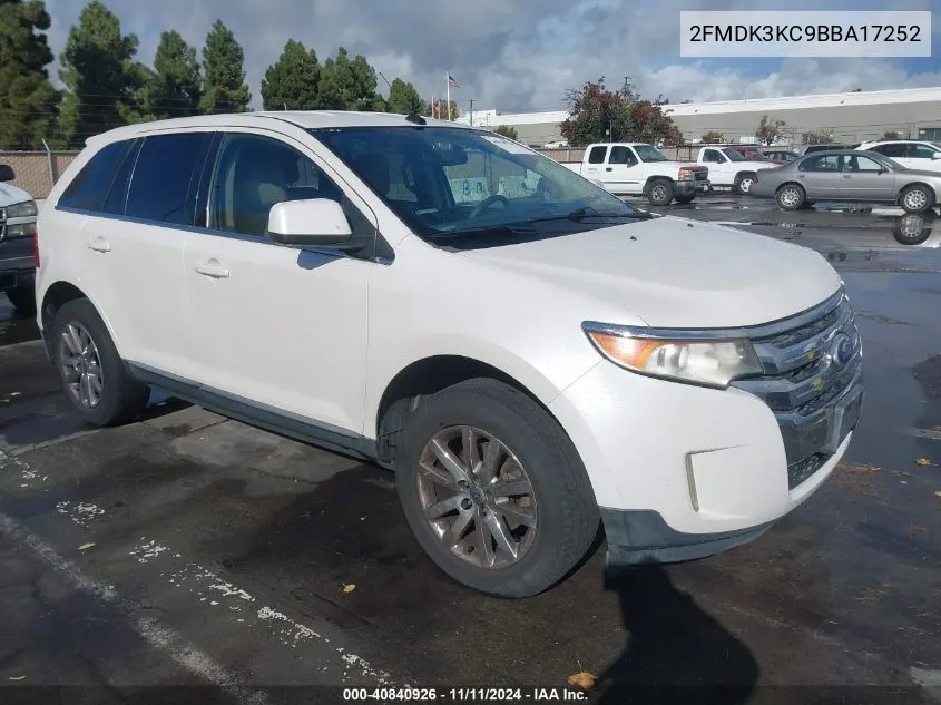 2011 Ford Edge Limited VIN: 2FMDK3KC9BBA17252 Lot: 40840926