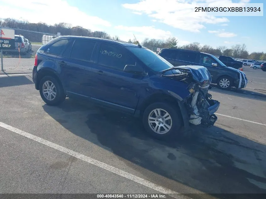 2011 Ford Edge Se VIN: 2FMDK3GCXBBB13934 Lot: 40843540