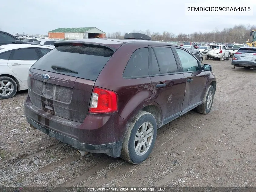 2012 Ford Edge Se VIN: 2FMDK3GC9CBA64615 Lot: 12159439