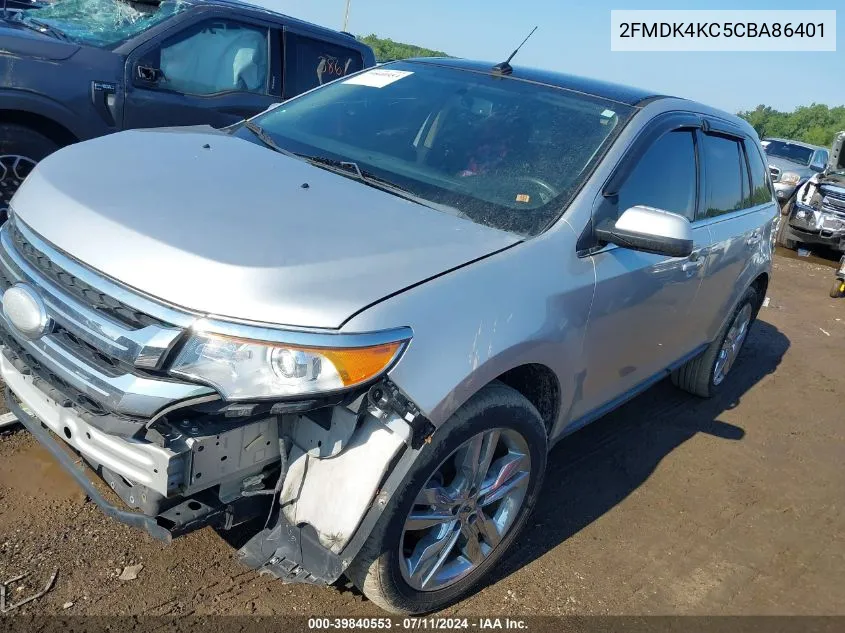 2012 Ford Edge Limited VIN: 2FMDK4KC5CBA86401 Lot: 39840553