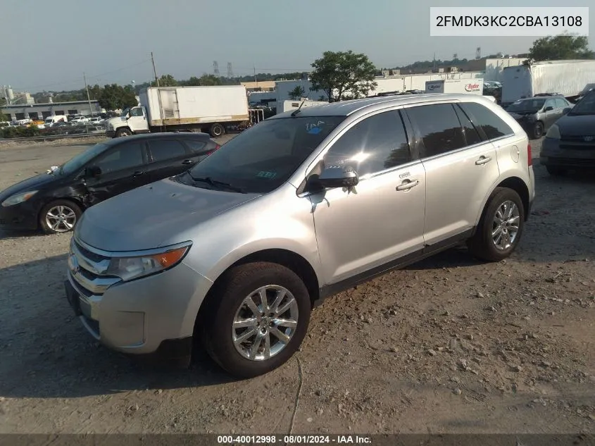 2012 Ford Edge Limited VIN: 2FMDK3KC2CBA13108 Lot: 40012998