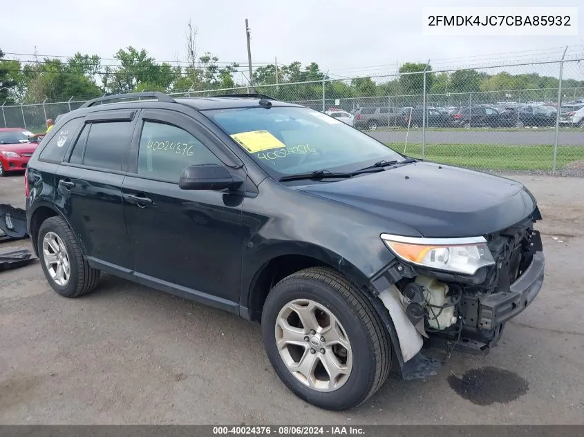 2012 Ford Edge Sel VIN: 2FMDK4JC7CBA85932 Lot: 40024376