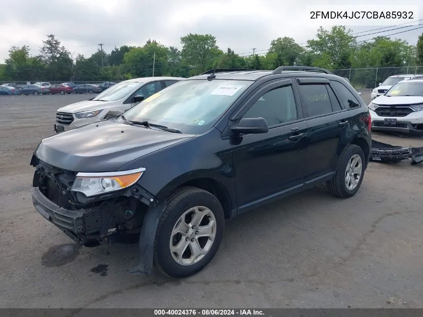 2012 Ford Edge Sel VIN: 2FMDK4JC7CBA85932 Lot: 40024376