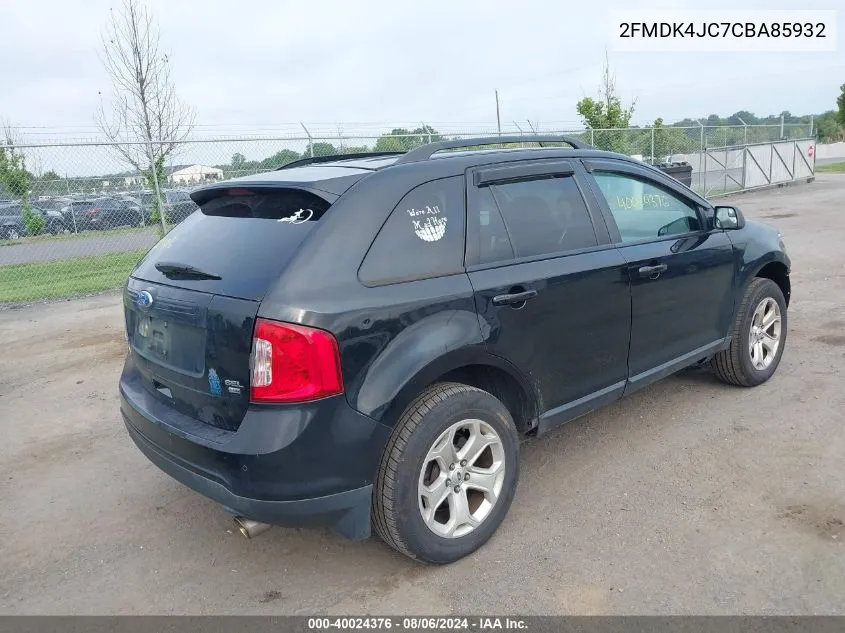 2012 Ford Edge Sel VIN: 2FMDK4JC7CBA85932 Lot: 40024376