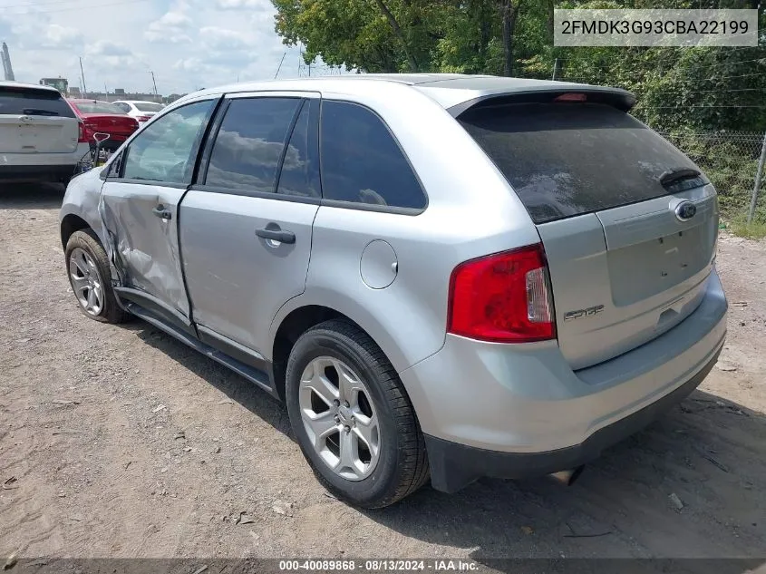 2012 Ford Edge Se VIN: 2FMDK3G93CBA22199 Lot: 40089868