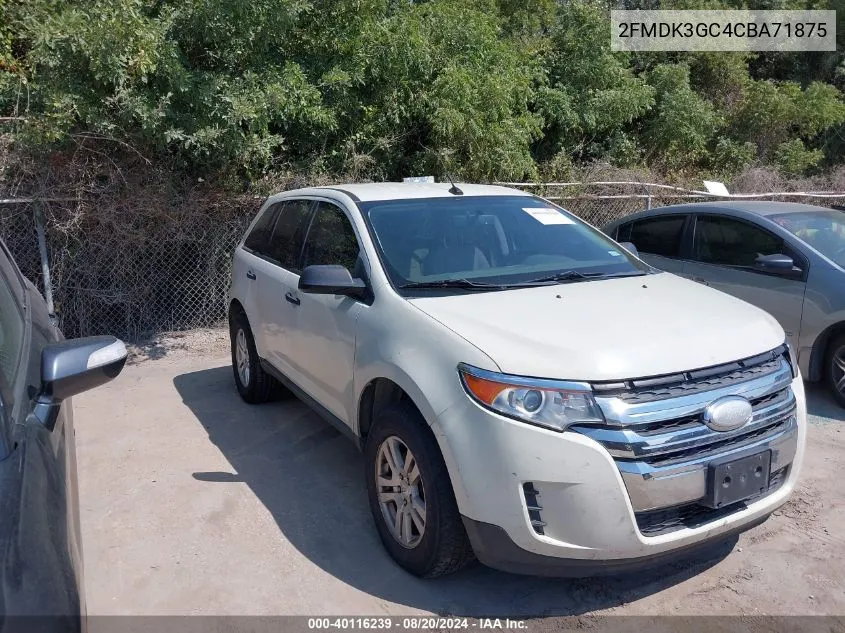 2012 Ford Edge Se VIN: 2FMDK3GC4CBA71875 Lot: 40116239