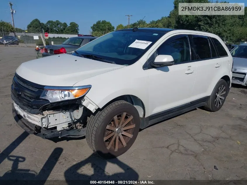 2012 Ford Edge Sel VIN: 2FMDK3J91CBA86959 Lot: 40154948