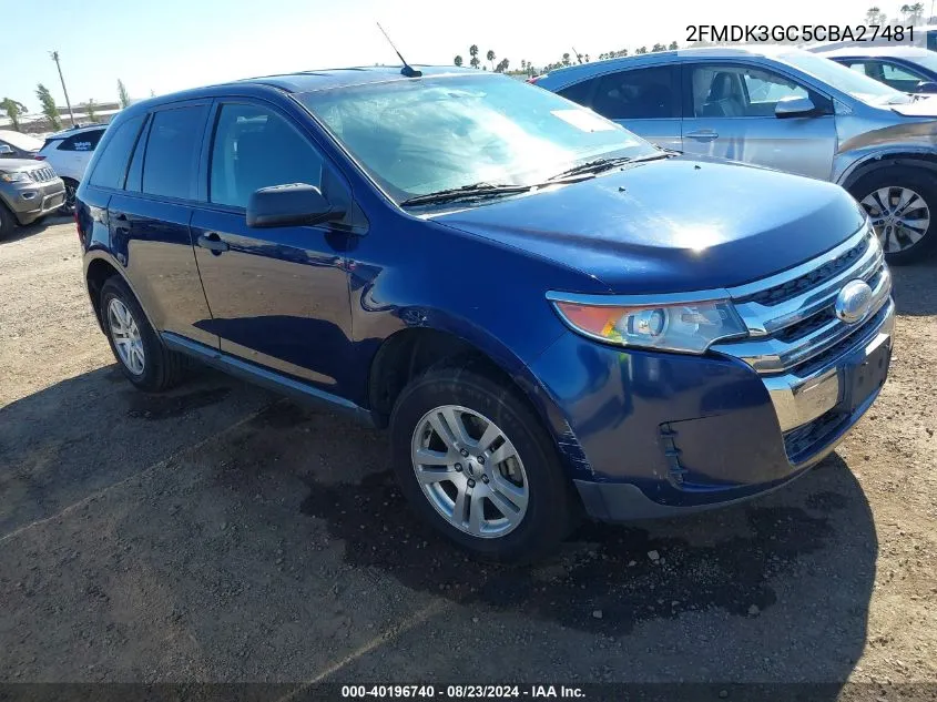 2012 Ford Edge Se VIN: 2FMDK3GC5CBA27481 Lot: 40662292