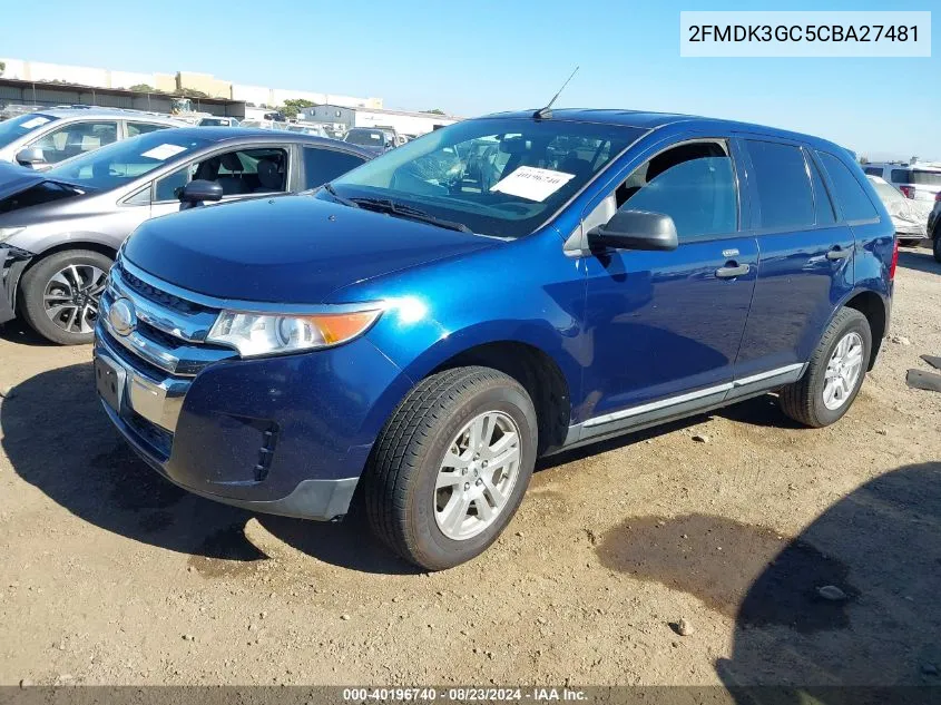 2012 Ford Edge Se VIN: 2FMDK3GC5CBA27481 Lot: 40662292