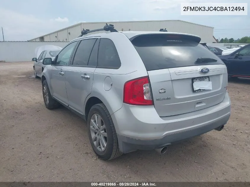 2012 Ford Edge Sel VIN: 2FMDK3JC4CBA12494 Lot: 40219865