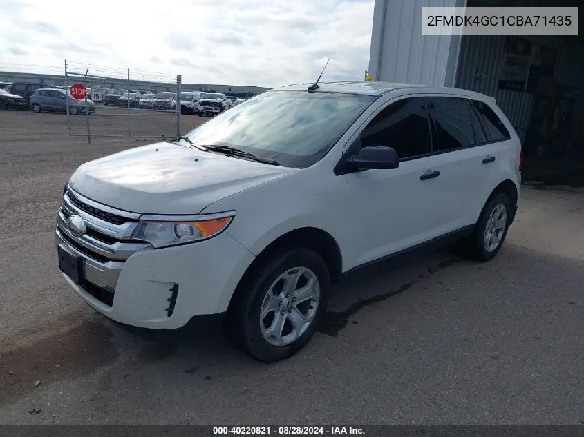 2012 Ford Edge Se VIN: 2FMDK4GC1CBA71435 Lot: 40220821