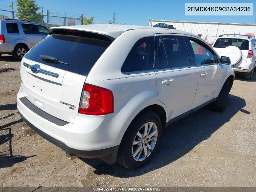 2012 Ford Edge Limited VIN: 2FMDK4KC9CBA34236 Lot: 40274790