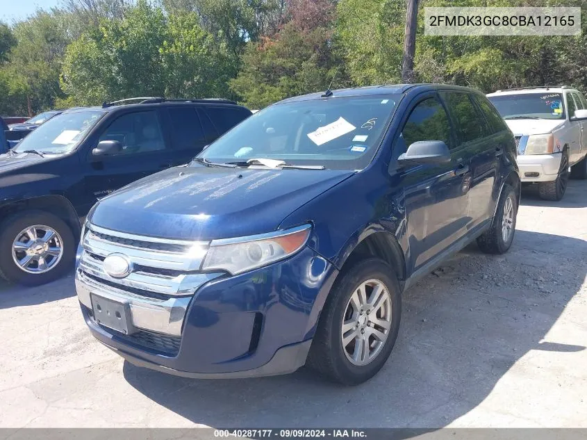 2012 Ford Edge Se VIN: 2FMDK3GC8CBA12165 Lot: 40287177