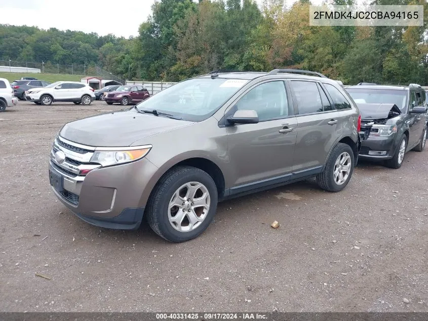 2012 Ford Edge Sel VIN: 2FMDK4JC2CBA94165 Lot: 40331425