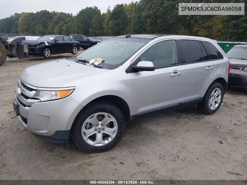 2012 Ford Edge Sel VIN: 2FMDK3JC6CBA56058 Lot: 40343204