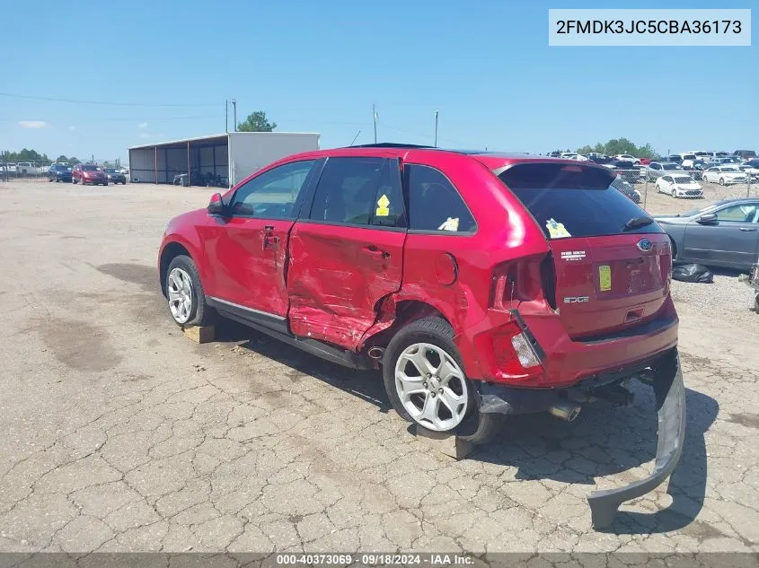 2012 Ford Edge Sel VIN: 2FMDK3JC5CBA36173 Lot: 40373069