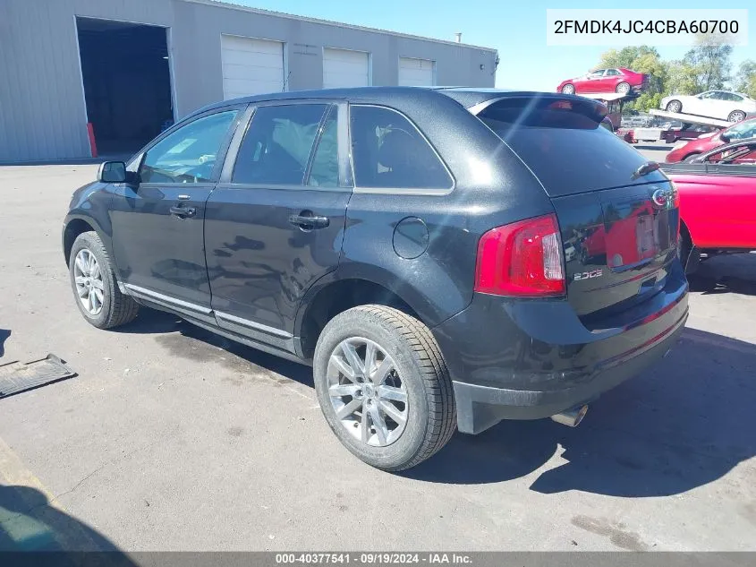 2012 Ford Edge Sel VIN: 2FMDK4JC4CBA60700 Lot: 40377541