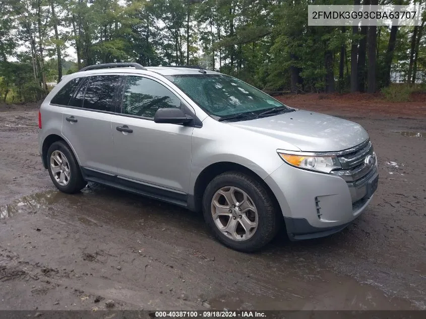 2012 Ford Edge Se VIN: 2FMDK3G93CBA63707 Lot: 40387100