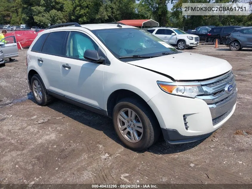 2012 Ford Edge Se VIN: 2FMDK3GC2CBA61751 Lot: 40433295