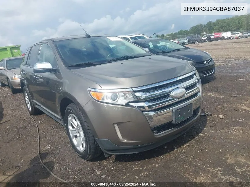 2012 Ford Edge Sel VIN: 2FMDK3J94CBA87037 Lot: 40438443