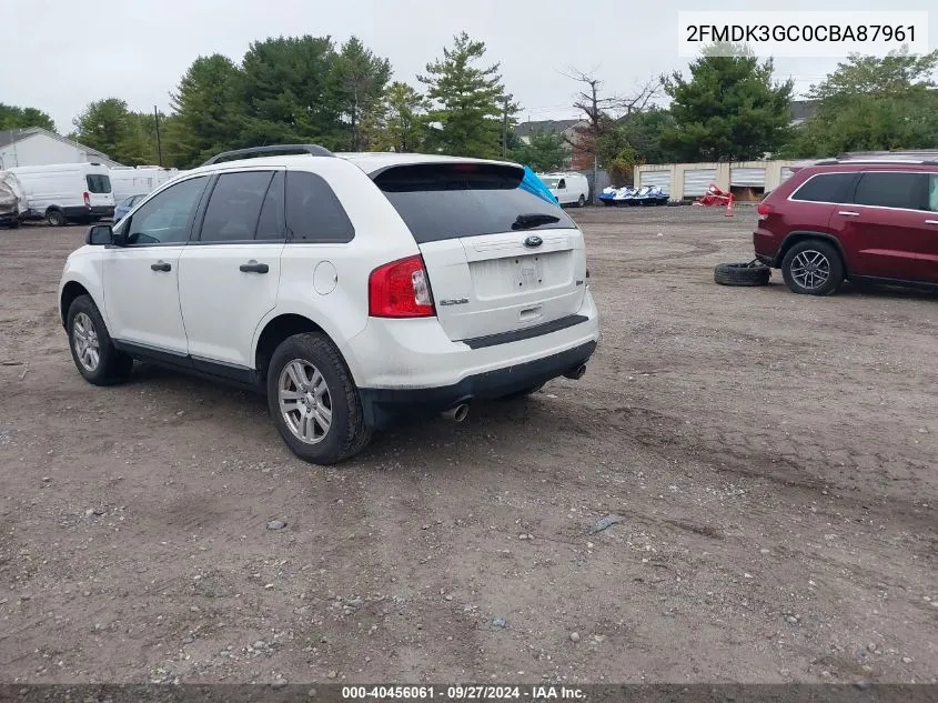 2012 Ford Edge Se VIN: 2FMDK3GC0CBA87961 Lot: 40456061