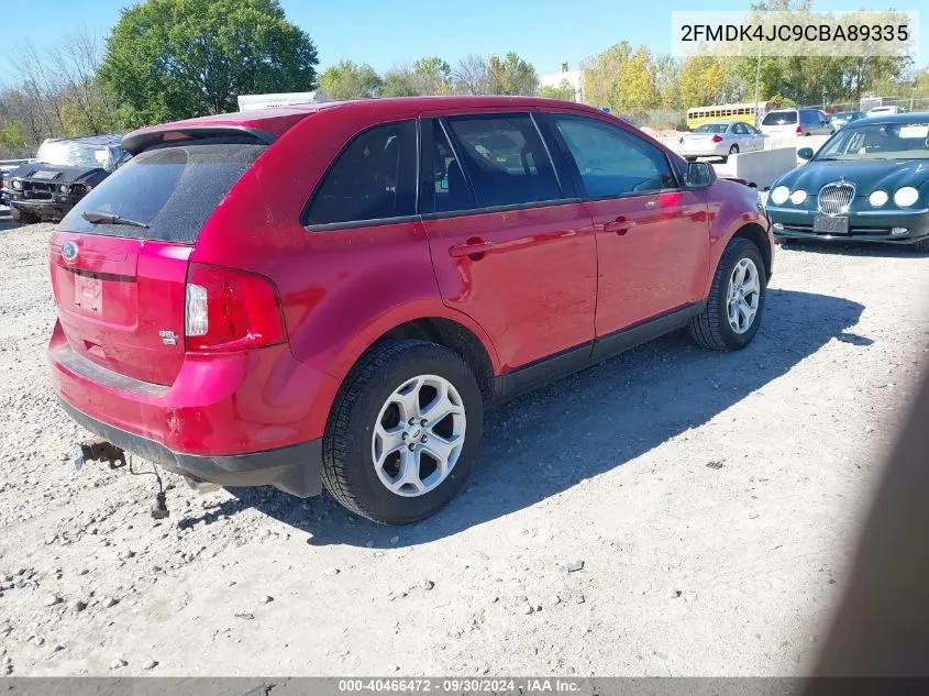 2012 Ford Edge Sel VIN: 2FMDK4JC9CBA89335 Lot: 40466472