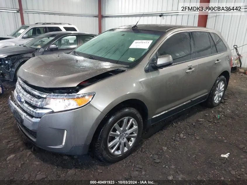 2012 Ford Edge Sel VIN: 2FMDK3J90CBA36442 Lot: 40491923