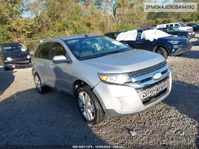 2012 Ford Edge Sel VIN: 2FMDK4JC5CBA94192 Lot: 40511378