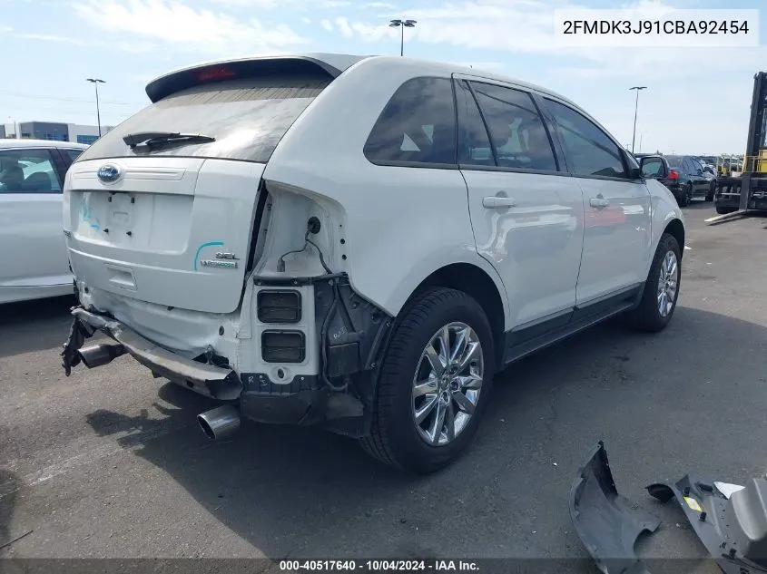 2012 Ford Edge Sel VIN: 2FMDK3J91CBA92454 Lot: 40517640