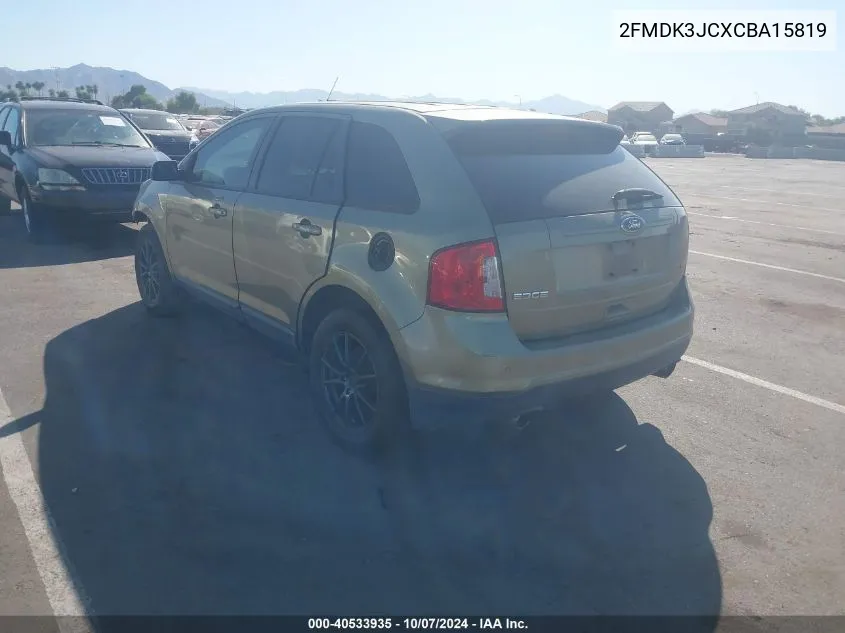 2012 Ford Edge Sel VIN: 2FMDK3JCXCBA15819 Lot: 40533935