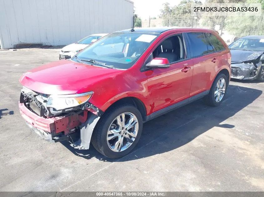 2012 Ford Edge Sel VIN: 2FMDK3JC8CBA53436 Lot: 40547365