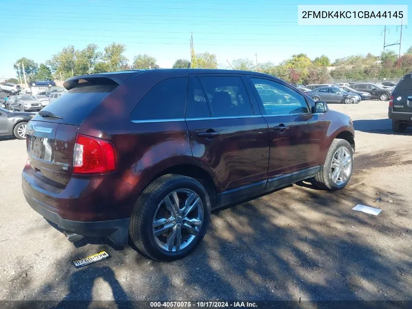 2012 Ford Edge Limited VIN: 2FMDK4KC1CBA44145 Lot: 40570075