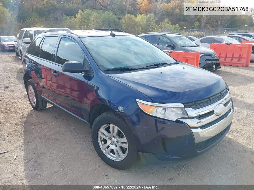 2012 Ford Edge Se VIN: 2FMDK3GC2CBA51768 Lot: 40657897