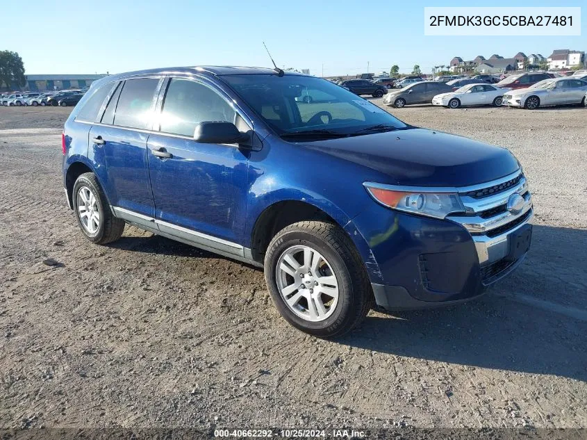 2012 Ford Edge Se VIN: 2FMDK3GC5CBA27481 Lot: 40662292