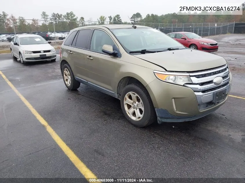 2012 Ford Edge Sel VIN: 2FMDK3JCXCBA16274 Lot: 40683008