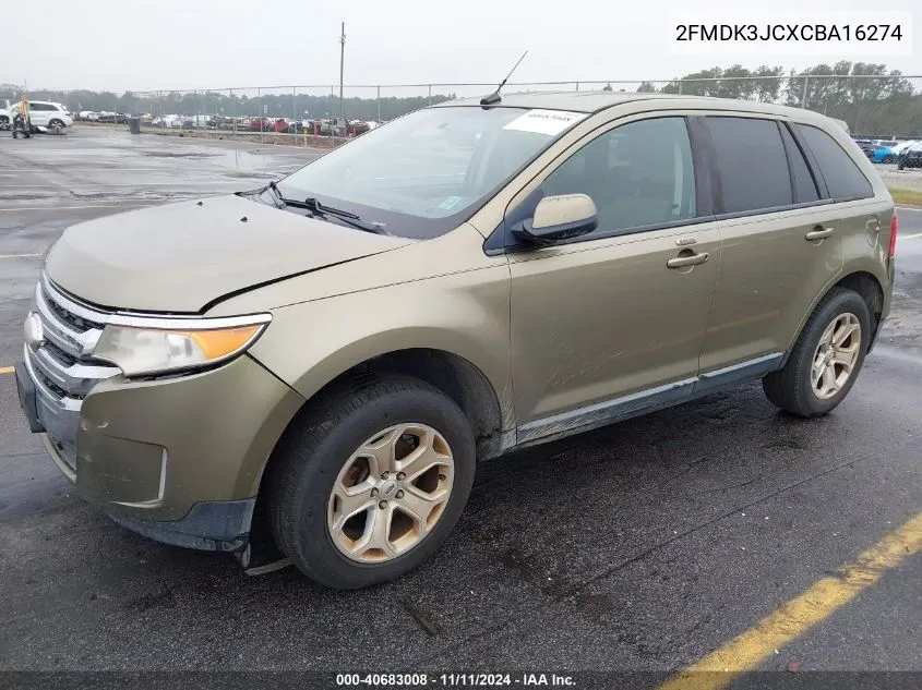 2012 Ford Edge Sel VIN: 2FMDK3JCXCBA16274 Lot: 40683008