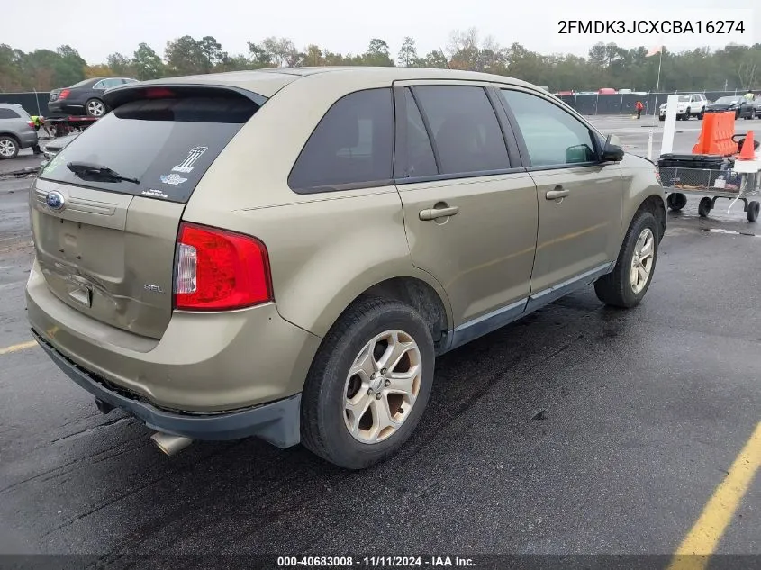 2012 Ford Edge Sel VIN: 2FMDK3JCXCBA16274 Lot: 40683008