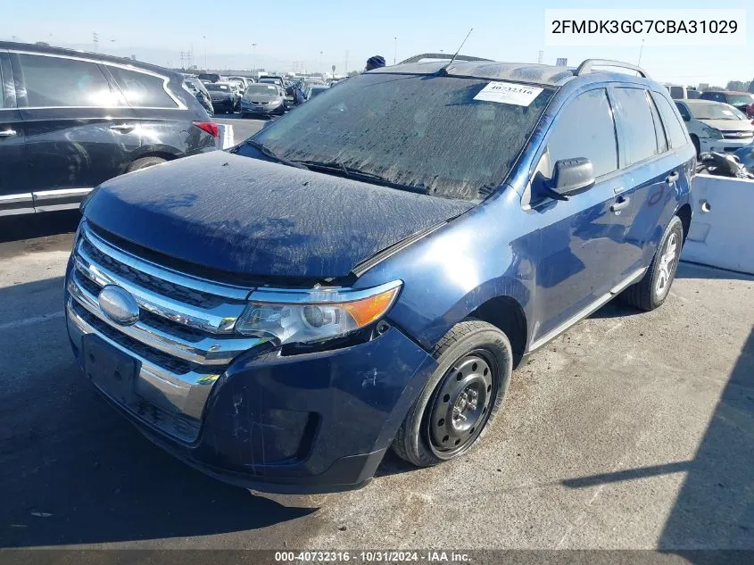 2012 Ford Edge Se VIN: 2FMDK3GC7CBA31029 Lot: 40732316