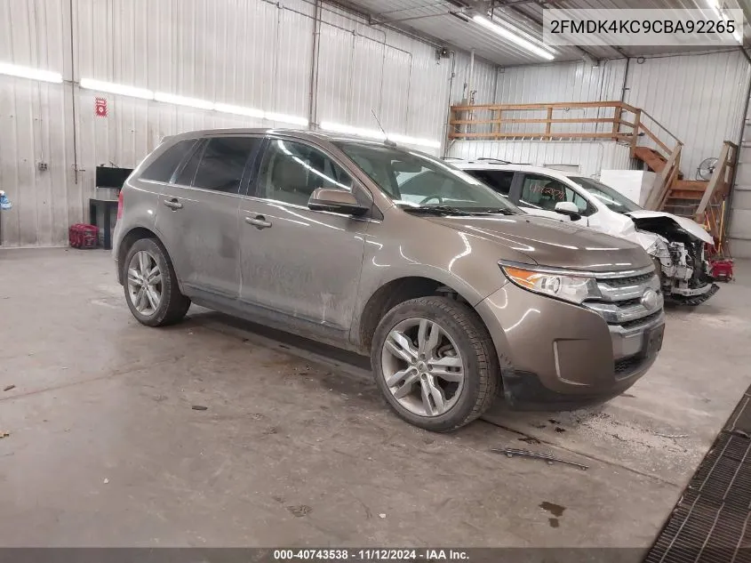 2012 Ford Edge Limited VIN: 2FMDK4KC9CBA92265 Lot: 40743538