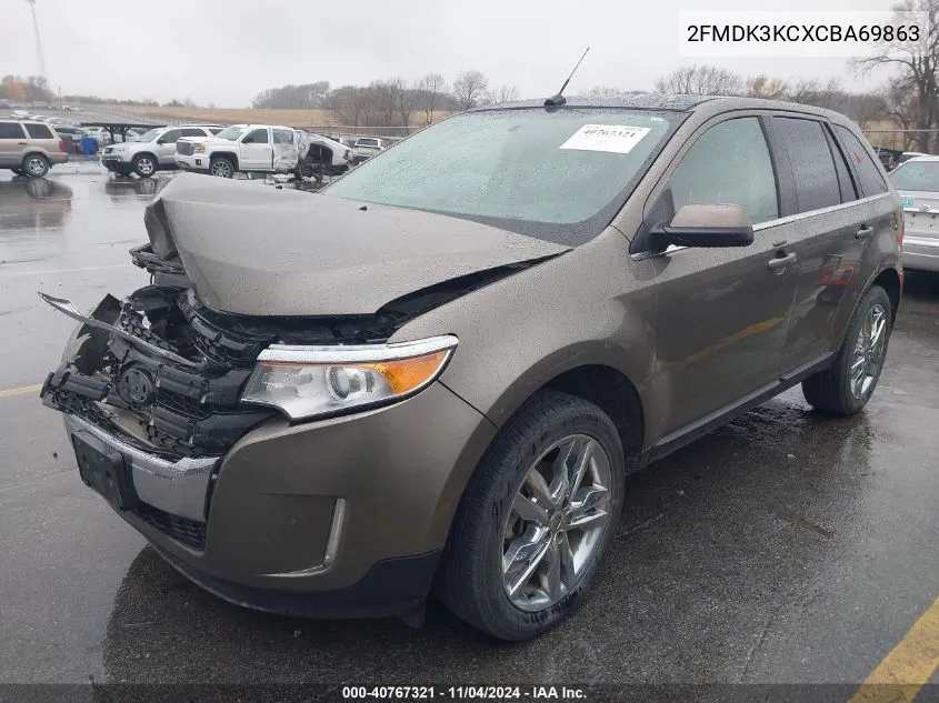 2012 Ford Edge Limited VIN: 2FMDK3KCXCBA69863 Lot: 40767321