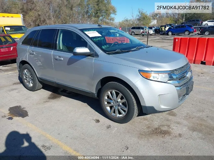 2012 Ford Edge Sel VIN: 2FMDK4JC0CBA91782 Lot: 40834094