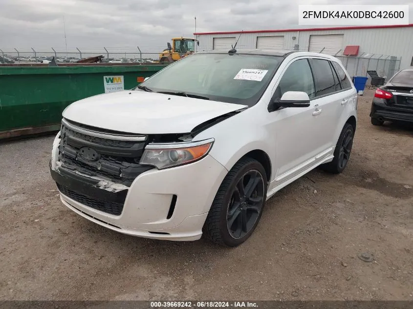 2013 Ford Edge Sport VIN: 2FMDK4AK0DBC42600 Lot: 39669242