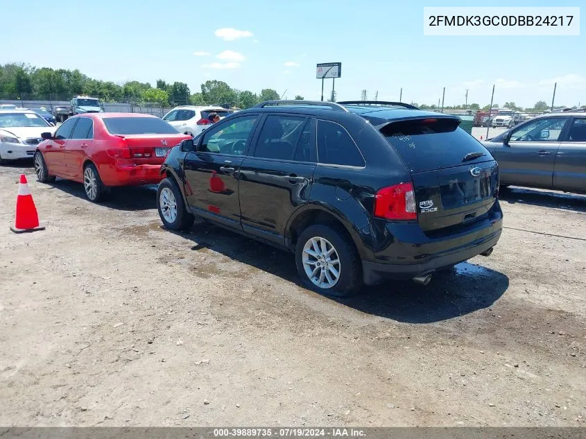 2013 Ford Edge Se VIN: 2FMDK3GC0DBB24217 Lot: 39889735