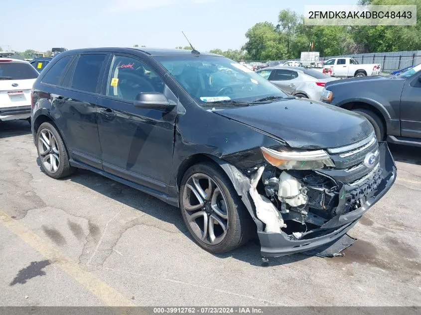 2013 Ford Edge Sport VIN: 2FMDK3AK4DBC48443 Lot: 39912762