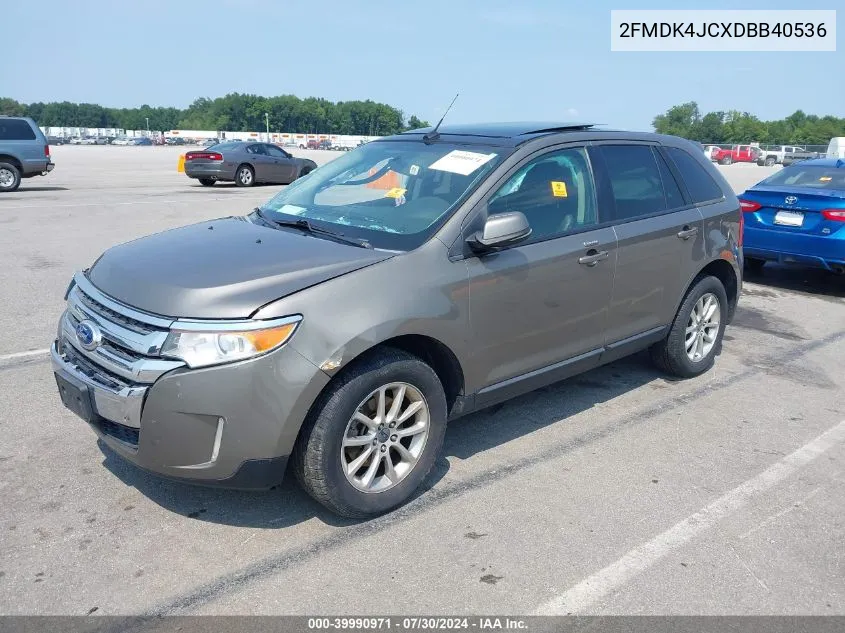 2013 Ford Edge Sel VIN: 2FMDK4JCXDBB40536 Lot: 39990971