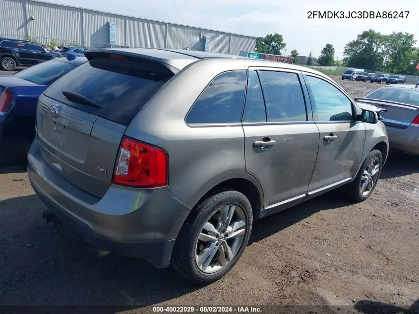 2013 Ford Edge Sel VIN: 2FMDK3JC3DBA86247 Lot: 40022029