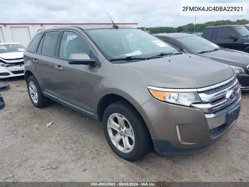 2013 Ford Edge Sel VIN: 2FMDK4JC4DBA22921 Lot: 40033583